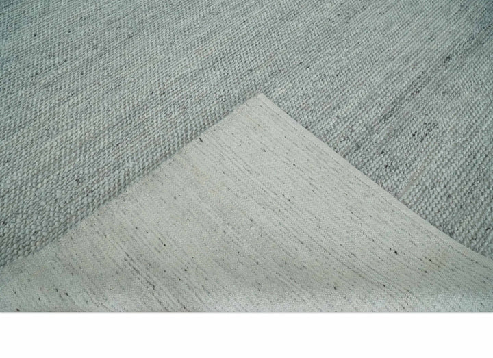 Large 8x13 Modern Contemporary Solid Silver Hand Knotted Wool Area Rug - The Rug Decor
