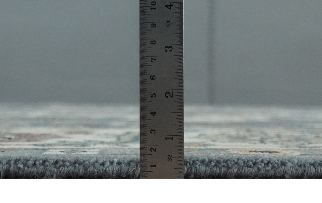 Large 9x12 Living Room Wool Rug, Hand Knotted Ivory, Charcoal and Olive Traditional Design - The Rug Decor