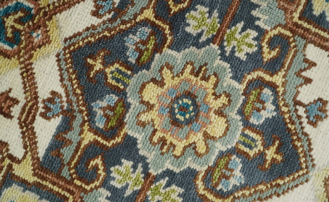 Large Oversize 5x8, 6x9, 8x10, 9x12, 10x14 and 12x15 Hand Knotted Antique Ivory and Blue Vintage Persian Wool Rug | TRDCP751 - The Rug Decor