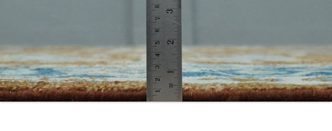 Large Rust and Blue 9x12 Hand Knotted Traditional Wool Turkish Design Area Rug - The Rug Decor