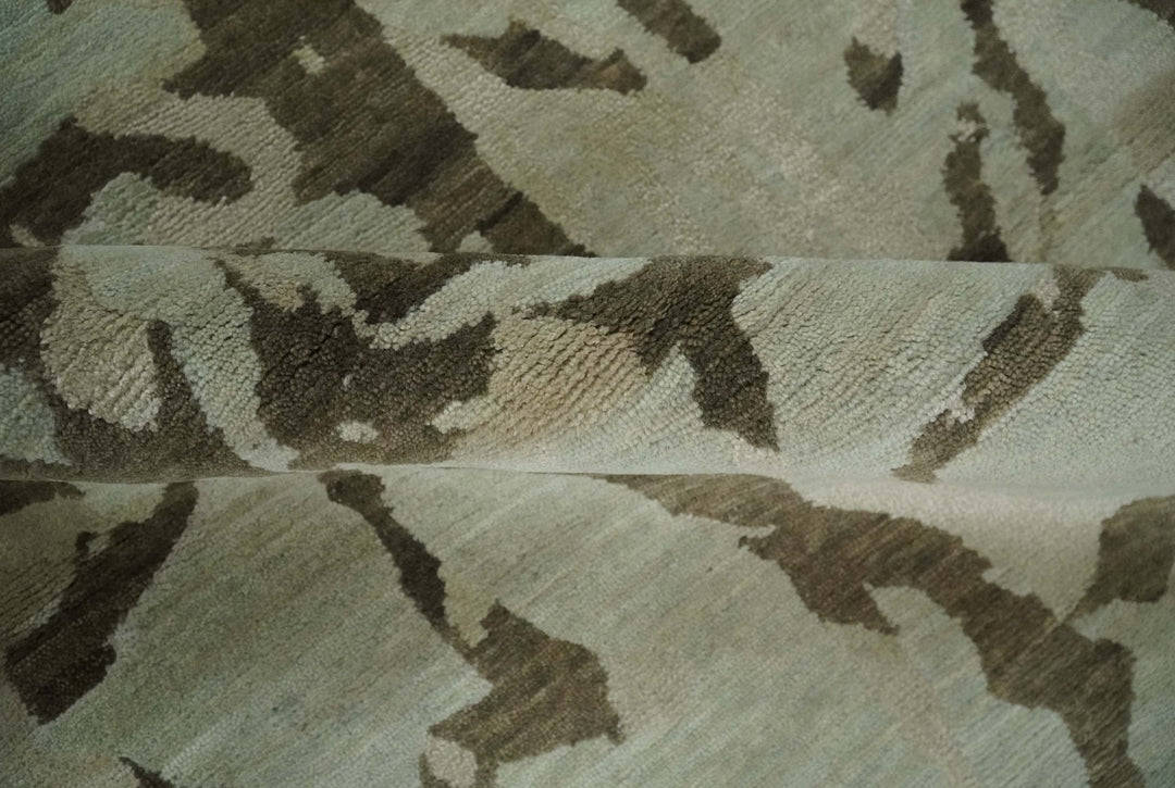 Light and Dark olive Modern Abstract 5x8 Hand Knotted Wool and Silk Area Rug - The Rug Decor
