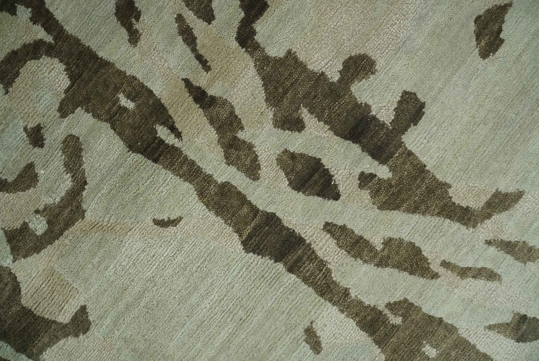 Light and Dark olive Modern Abstract 5x8 Hand Knotted Wool and Silk Area Rug - The Rug Decor