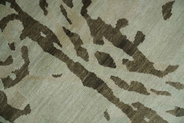 Light and Dark olive Modern Abstract 5x8 Hand Knotted Wool and Silk Area Rug - The Rug Decor