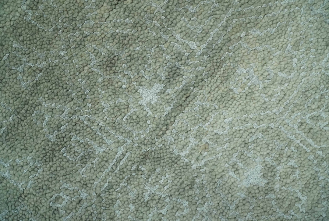 Light Green and Silver Traditional Large design 5x8 Hand Knotted wool and Art Silk Area Rug - The Rug Decor