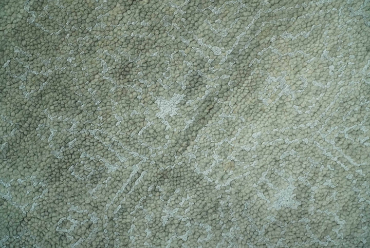 Light Green and Silver Traditional Large design 5x8 Hand Knotted wool and Art Silk Area Rug - The Rug Decor