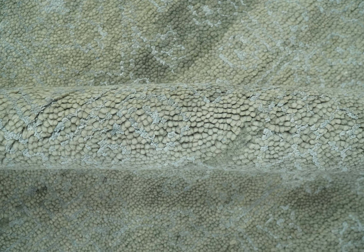 Light Green and Silver Traditional Large design 5x8 Hand Knotted wool and Art Silk Area Rug - The Rug Decor