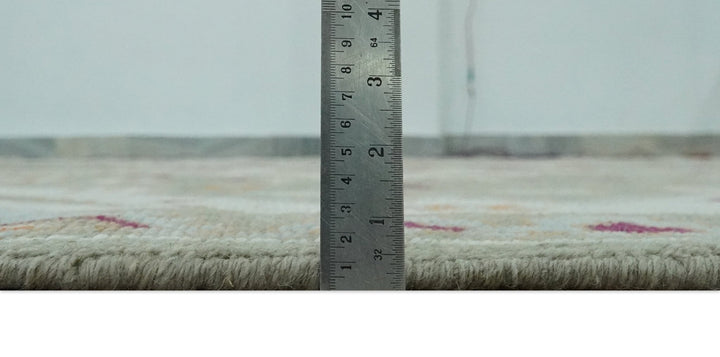 Light Green, Ivory and Maroon Traditional Hand knotted Custom Made wool Area Rug - The Rug Decor