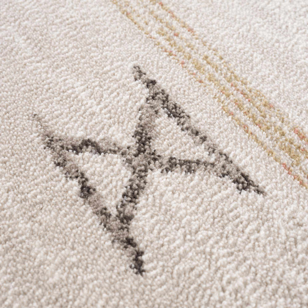 Light Peach, Gold and Charcoal Contemporary Tribal design Area Rug - The Rug Decor