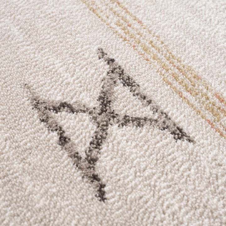 Light Peach, Gold and Charcoal Contemporary Tribal design Area Rug - The Rug Decor