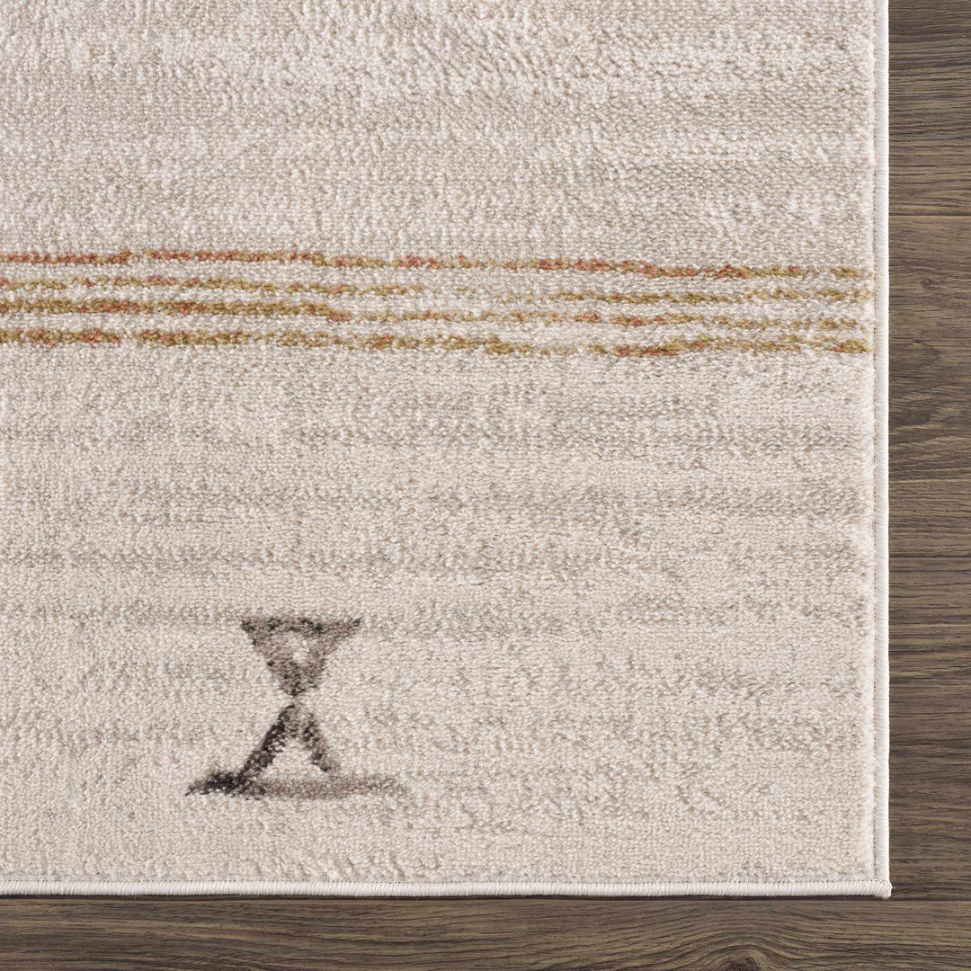 Light Peach, Gold and Charcoal Contemporary Tribal design Area Rug - The Rug Decor