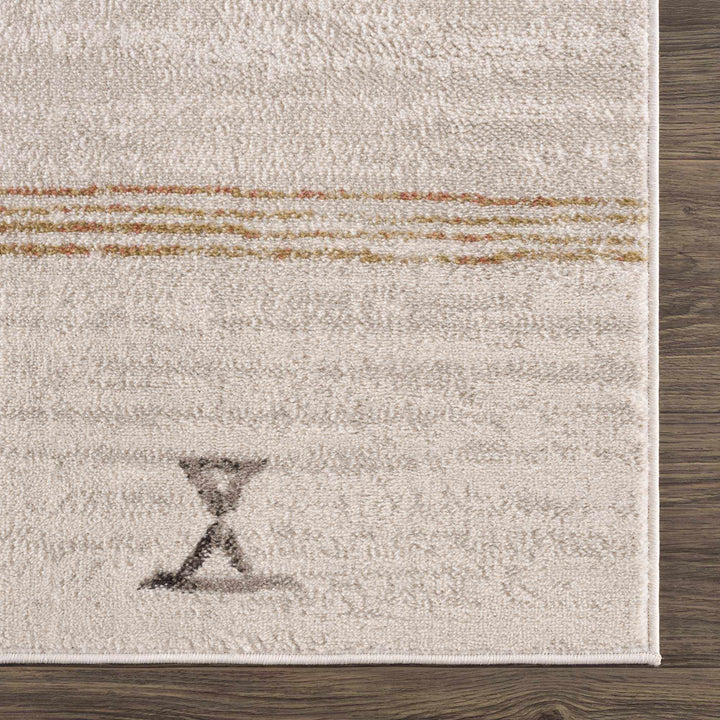 Light Peach, Gold and Charcoal Contemporary Tribal design Area Rug - The Rug Decor