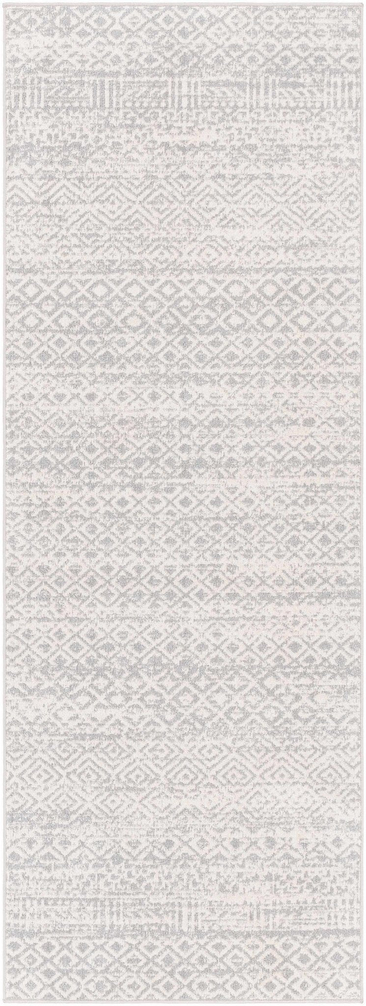 Light Silver and Beige Machine woven Traditional Moroccan Pattern Machine Washable Area Rug - The Rug Decor