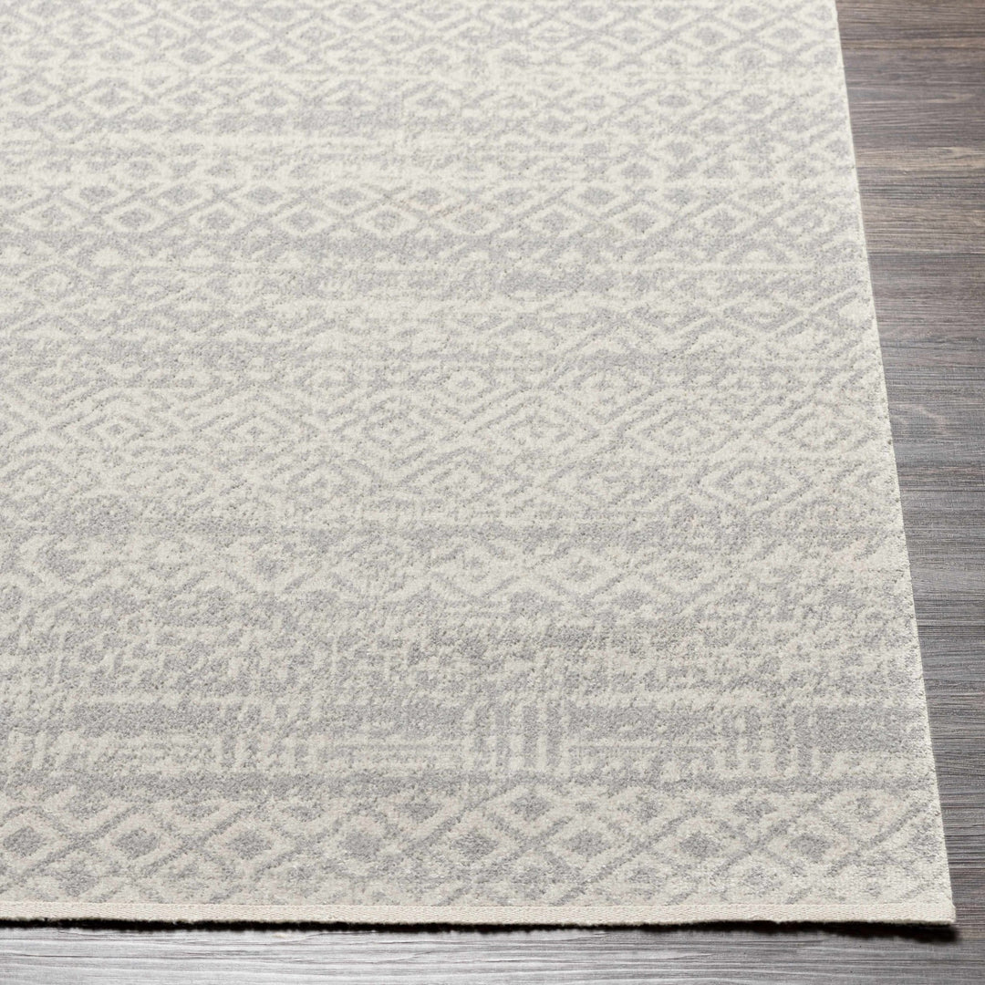 Light Silver and Beige Machine woven Traditional Moroccan Pattern Machine Washable Area Rug - The Rug Decor