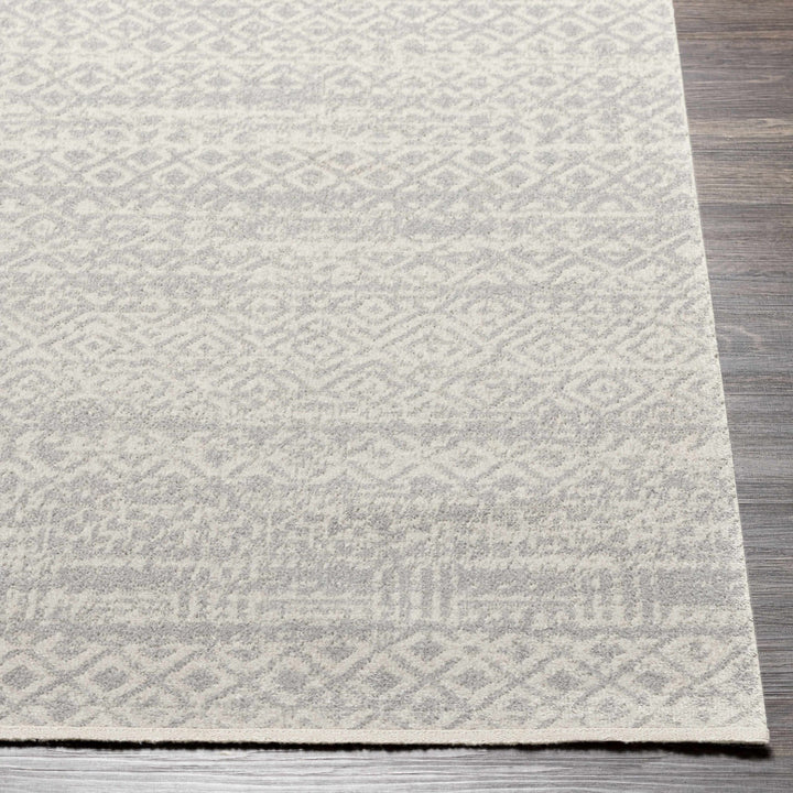 Light Silver and Beige Machine woven Traditional Moroccan Pattern Machine Washable Area Rug - The Rug Decor