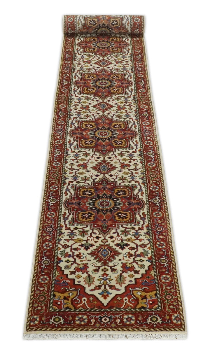 Long 20 feet runner Brown and Ivory Traditional Hallway Rug wool area rug - The Rug Decor