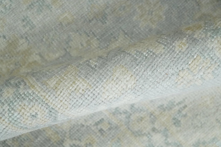 Low Pile 2x3 Hand Knotted Gray, Beige and Ivory Traditional Oushak Wool Rug - The Rug Decor