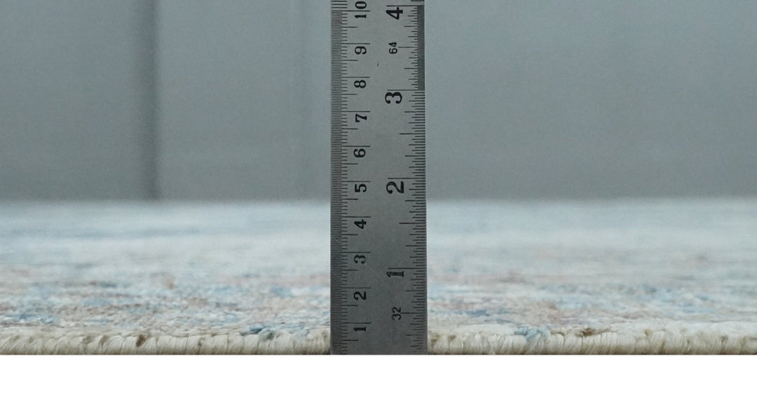 Luxury 8x10 Hand knotted Blue, Ivory and Brown Abstract wool and Silk Blended Area Rug - The Rug Decor