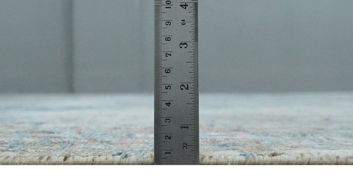 Luxury 8x10 Hand knotted Blue, Ivory and Brown Abstract wool and Silk Blended Area Rug - The Rug Decor