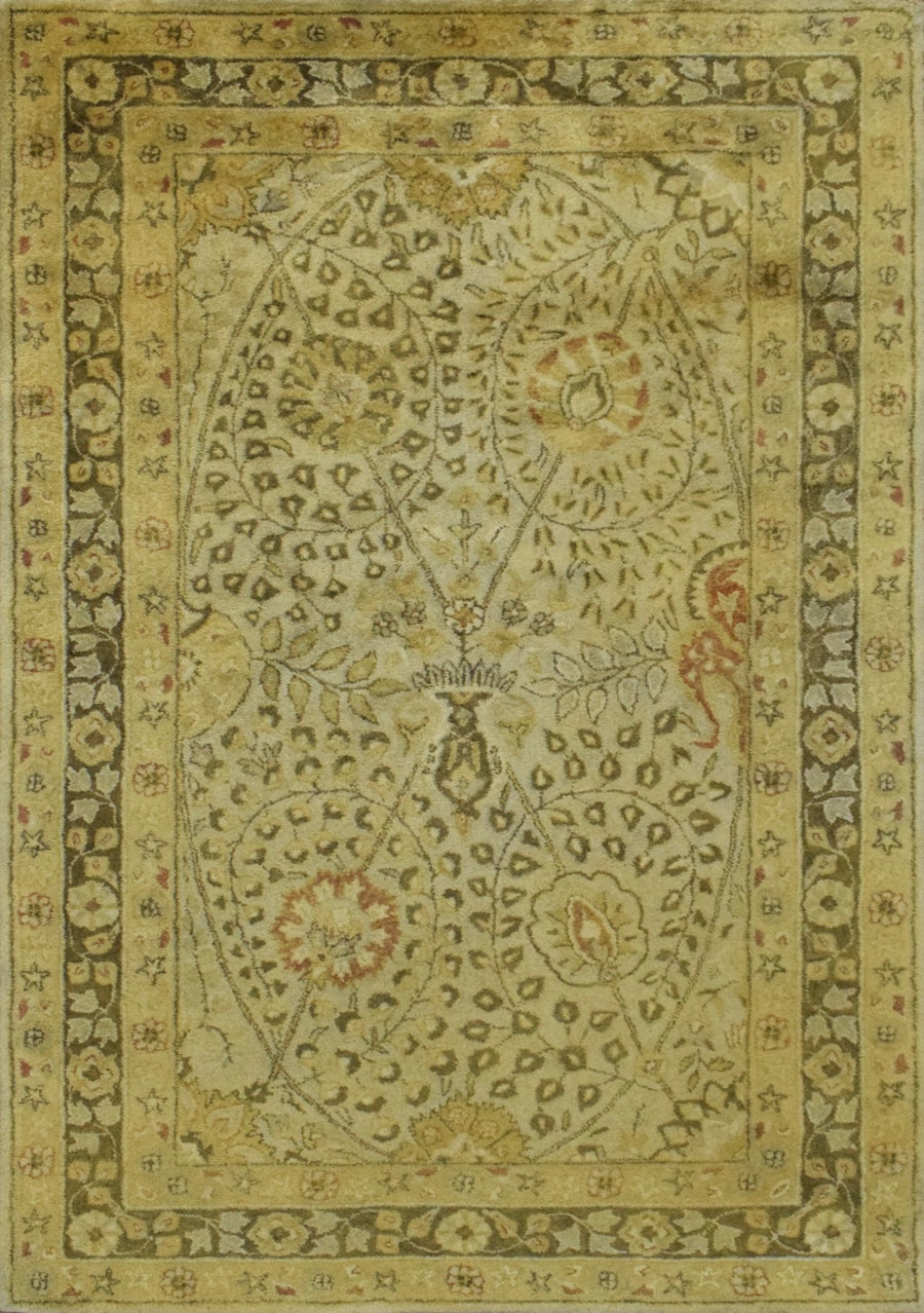 Luxury Antique Camel and Brown Floral Wool Area Rug | TUF29 - The Rug Decor