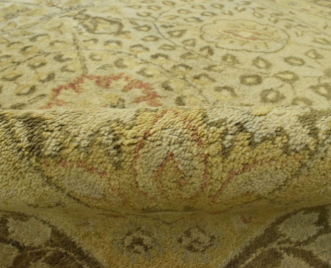 Luxury Antique Camel and Brown Floral Wool Area Rug | TUF29 - The Rug Decor