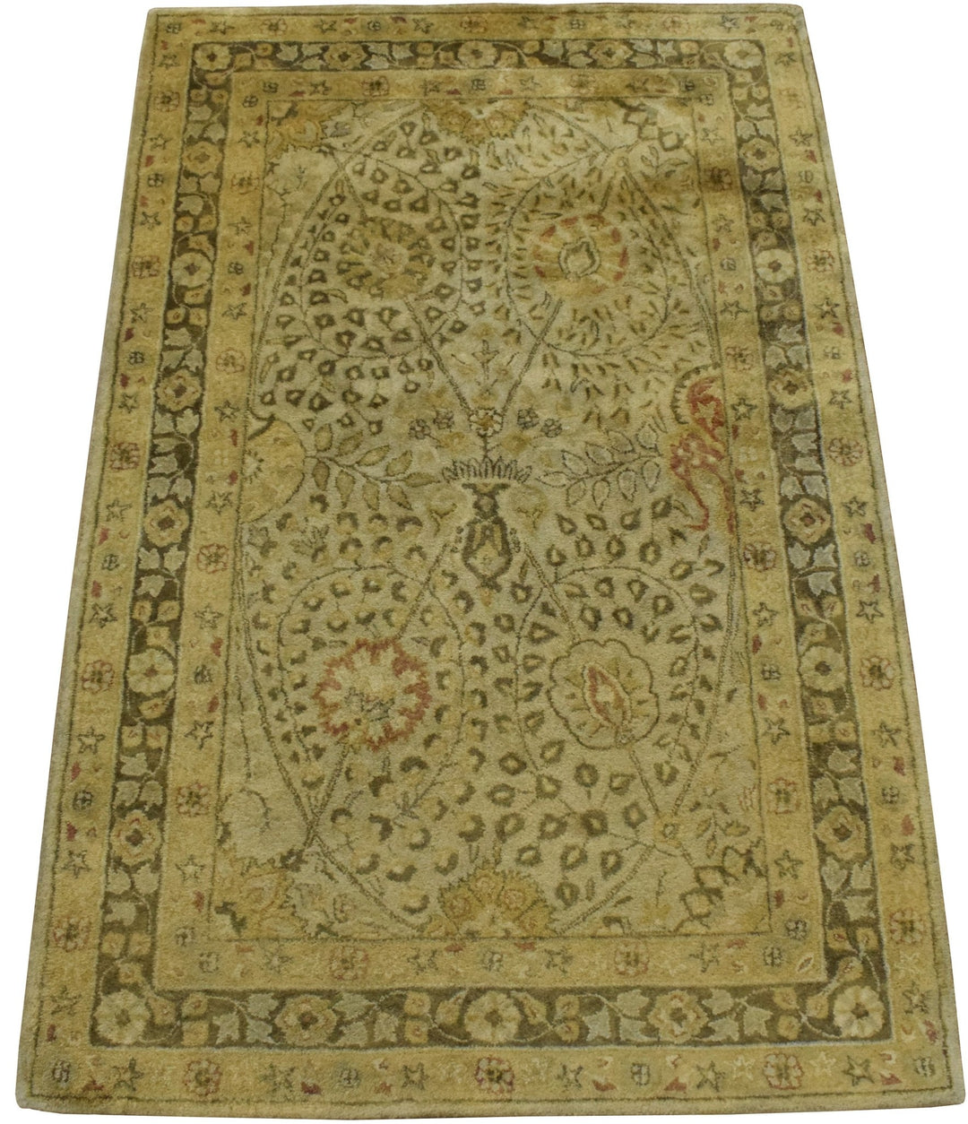 Luxury Antique Camel and Brown Floral Wool Area Rug | TUF29 - The Rug Decor