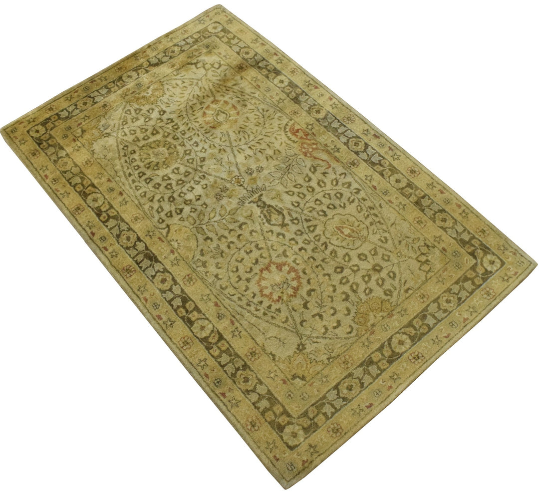 Luxury Antique Camel and Brown Floral Wool Area Rug | TUF29 - The Rug Decor