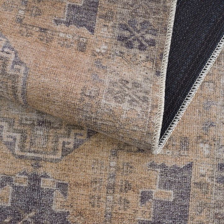 Machine Woven Peach, Silver, Blue and Brown Traditional Machine washable Turkish Rug - The Rug Decor