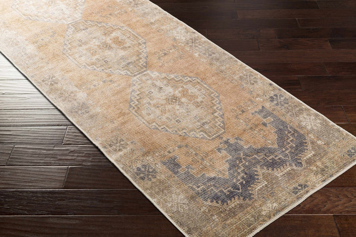 Machine Woven Peach, Silver, Blue and Brown Traditional Machine washable Turkish Rug - The Rug Decor