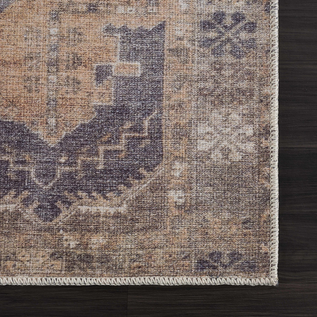 Machine Woven Peach, Silver, Blue and Brown Traditional Machine washable Turkish Rug - The Rug Decor