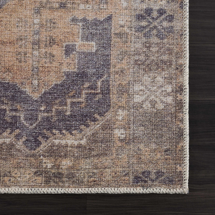 Machine Woven Peach, Silver, Blue and Brown Traditional Machine washable Turkish Rug - The Rug Decor
