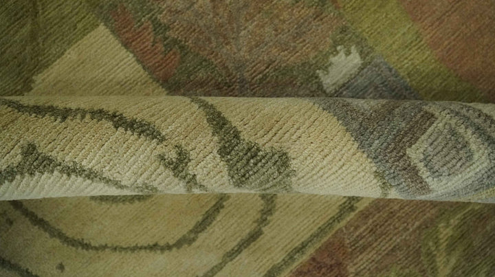 Mainstays Traditional Leaf Block Print Olive, Beige, Rust and Brown 6x8 Indoor wool Area Rug - The Rug Decor