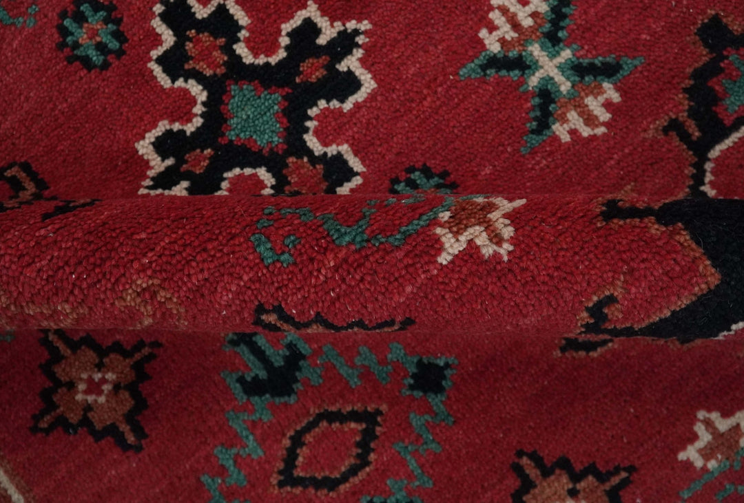 Maroon and Black Traditional Oriental Hand Knotted Custom Made wool Area Rug - The Rug Decor