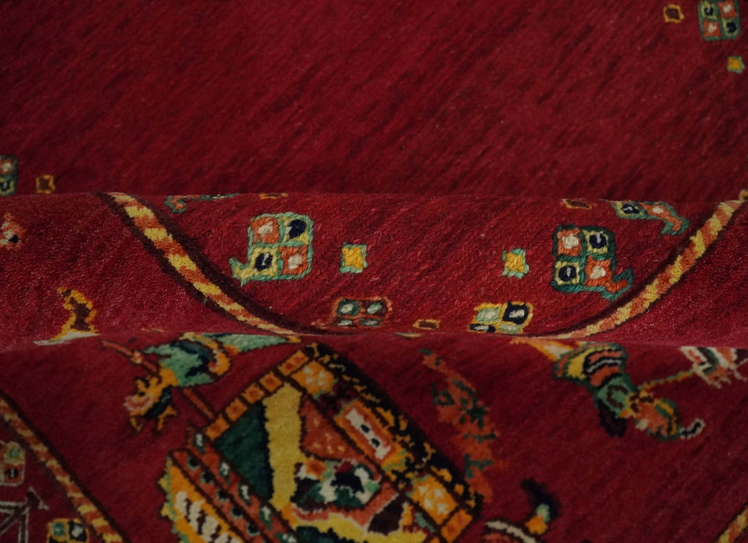Maroon Indian Wedding, Hand Spun Wool Hand Knotted Southwestern Gabbeh Rug | KNT20 - The Rug Decor