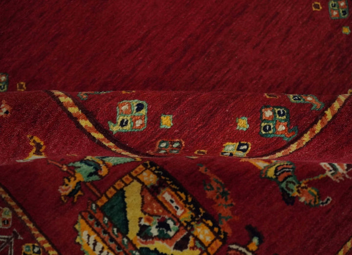 Maroon Indian Wedding, Hand Spun Wool Hand Knotted Southwestern Gabbeh Rug | KNT20 - The Rug Decor