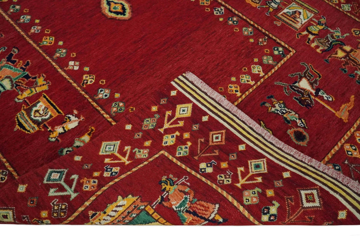Maroon Indian Wedding, Hand Spun Wool Hand Knotted Southwestern Gabbeh Rug | KNT20 - The Rug Decor