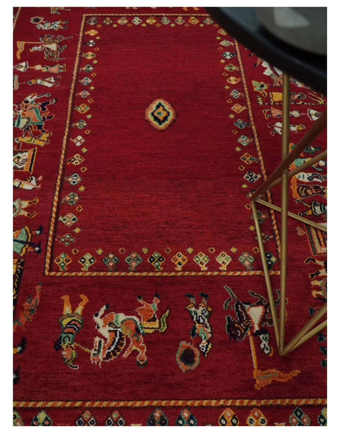 Maroon Indian Wedding, Hand Spun Wool Hand Knotted Southwestern Gabbeh Rug | KNT20 - The Rug Decor
