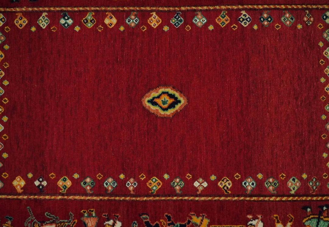Maroon Indian Wedding, Hand Spun Wool Hand Knotted Southwestern Gabbeh Rug | KNT20 - The Rug Decor
