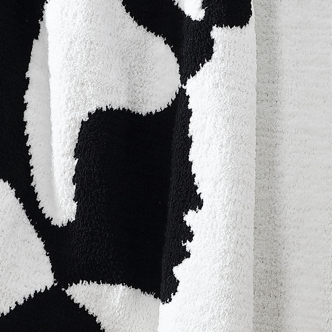 Mocha- Biscotti, Pomegranate- Rose, Black- White Face Print Throw - The Rug Decor