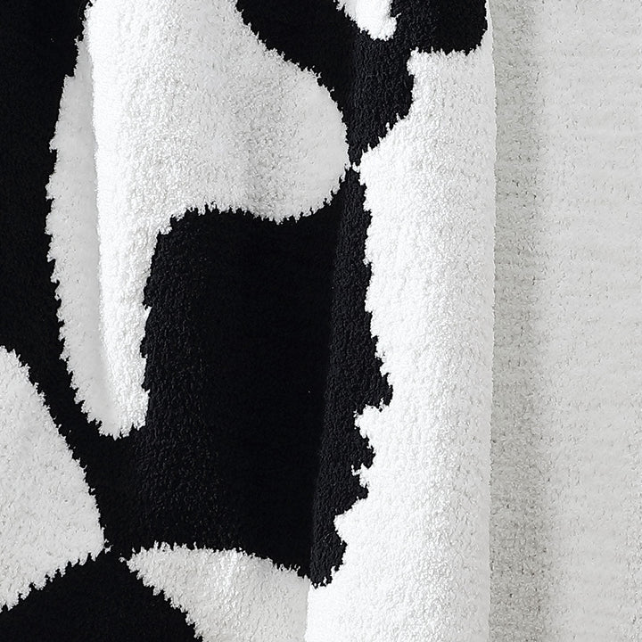 Mocha- Biscotti, Pomegranate- Rose, Black- White Face Print Throw - The Rug Decor