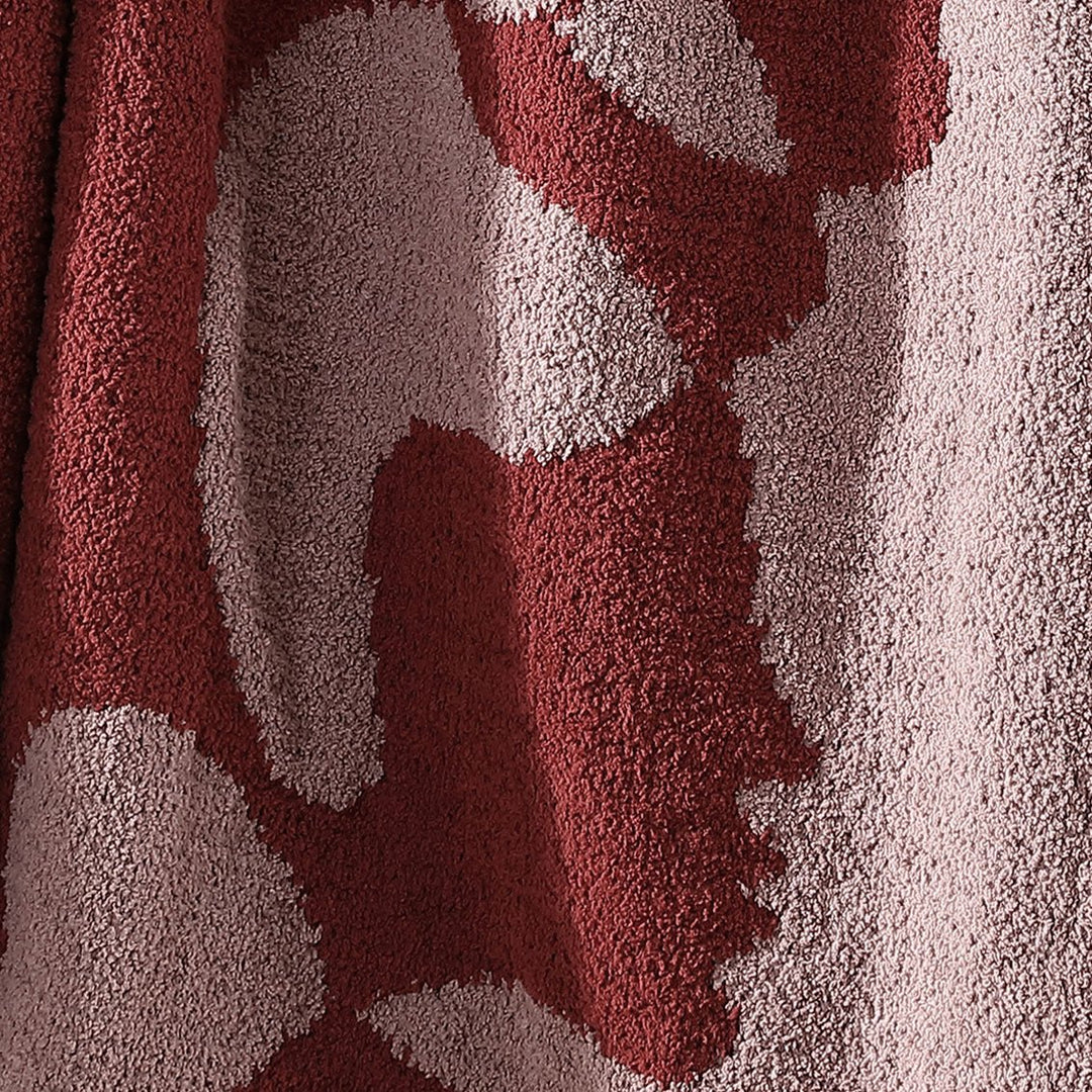 Mocha- Biscotti, Pomegranate- Rose, Black- White Face Print Throw - The Rug Decor