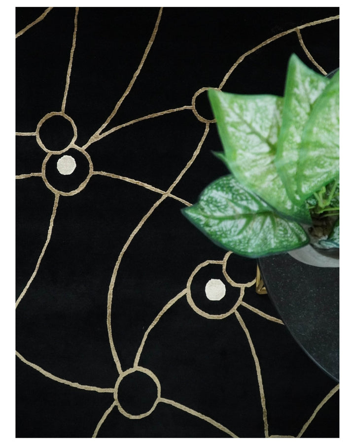 Modern 6x8 Black and Gold Wool and Silk Hand Woven Rug | HL3 - The Rug Decor
