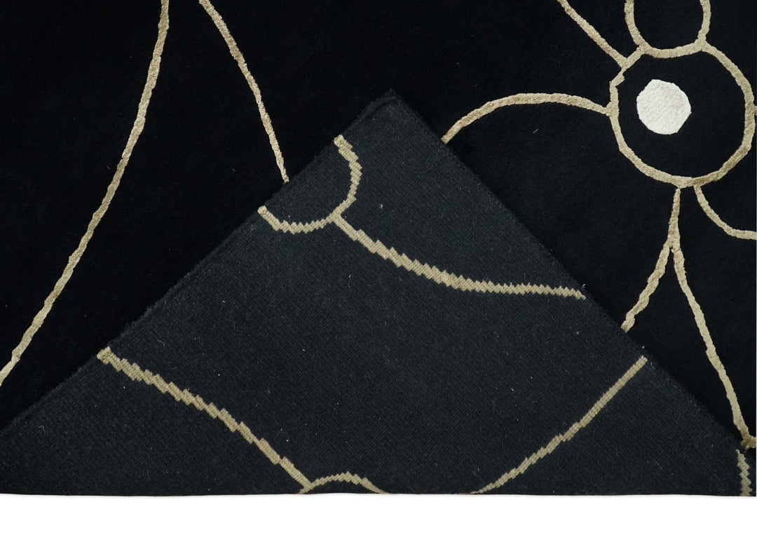 Modern 6x8 Black and Gold Wool and Silk Hand Woven Rug | HL3 - The Rug Decor