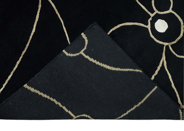 Modern 6x8 Black and Gold Wool and Silk Hand Woven Rug | HL3 - The Rug Decor