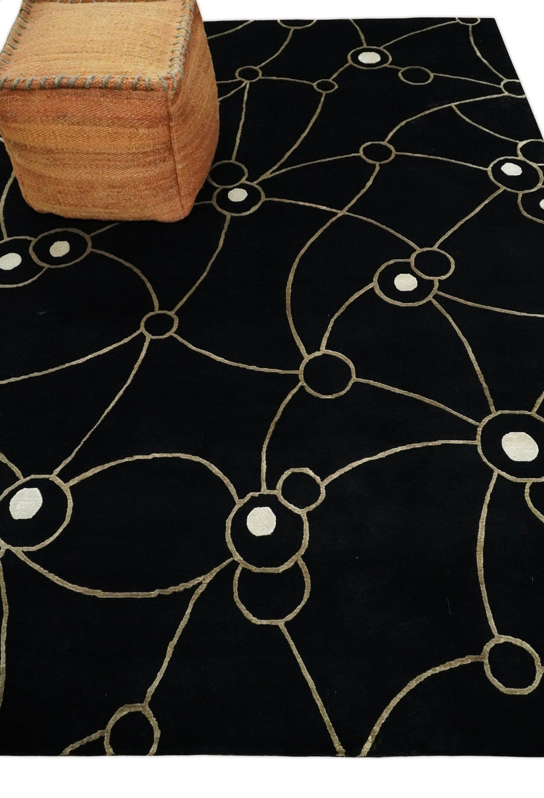 Modern 6x8 Black and Gold Wool and Silk Hand Woven Rug | HL3 - The Rug Decor