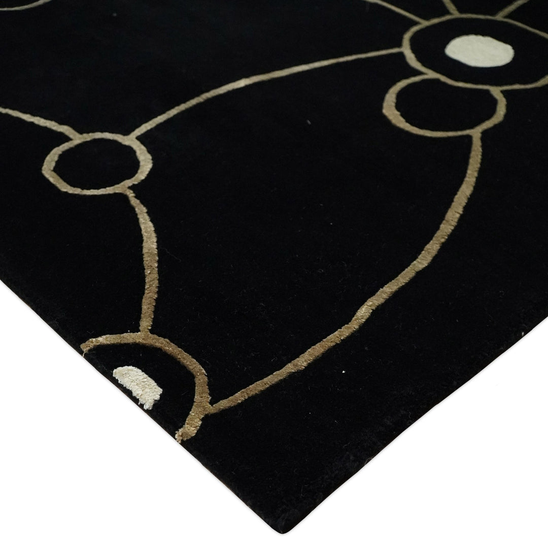 Modern 6x8 Black and Gold Wool and Silk Hand Woven Rug | HL3 - The Rug Decor
