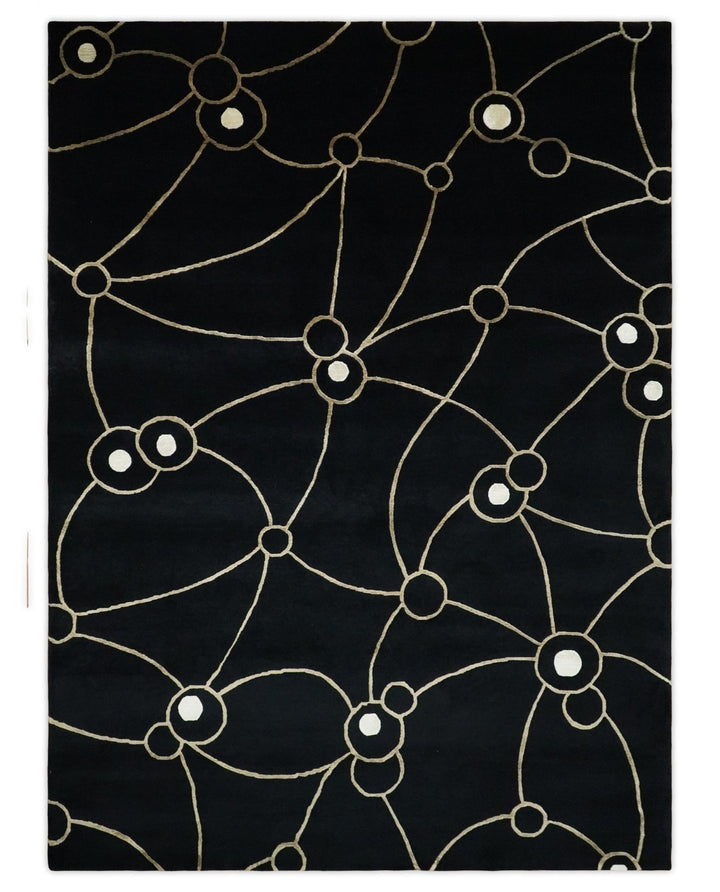 Modern 6x8 Black and Gold Wool and Silk Hand Woven Rug | HL3 - The Rug Decor