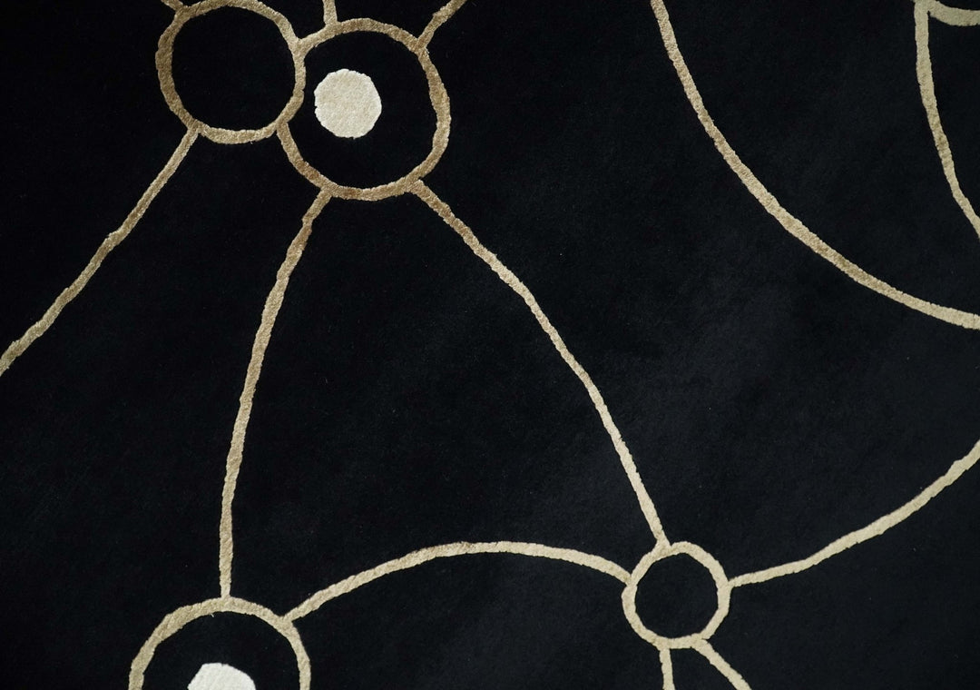 Modern 6x8 Black and Gold Wool and Silk Hand Woven Rug | HL3 - The Rug Decor