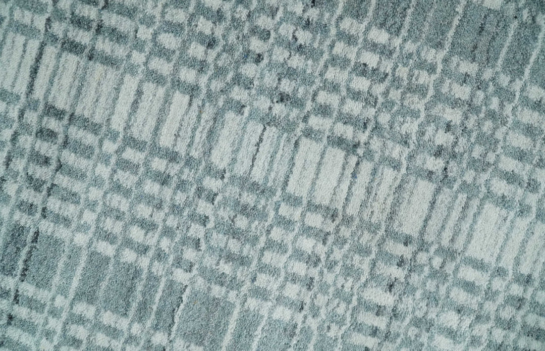 Modern 8x10 Hand Made striped Ivory and Gray Scandinavian Blended Wool Flatwoven Area Rug | KE36 - The Rug Decor