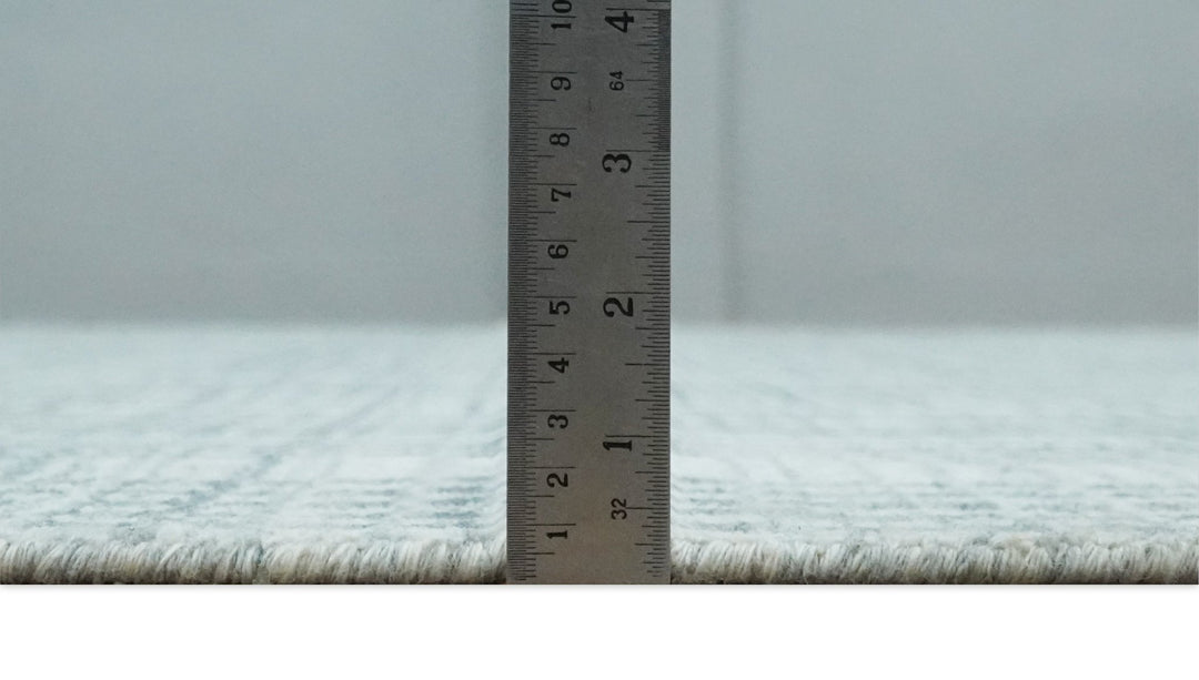 Modern 8x10 Hand Made striped Ivory, silver and Gray Scandinavian Blended Wool Flatwoven Area Rug | KE2 - The Rug Decor