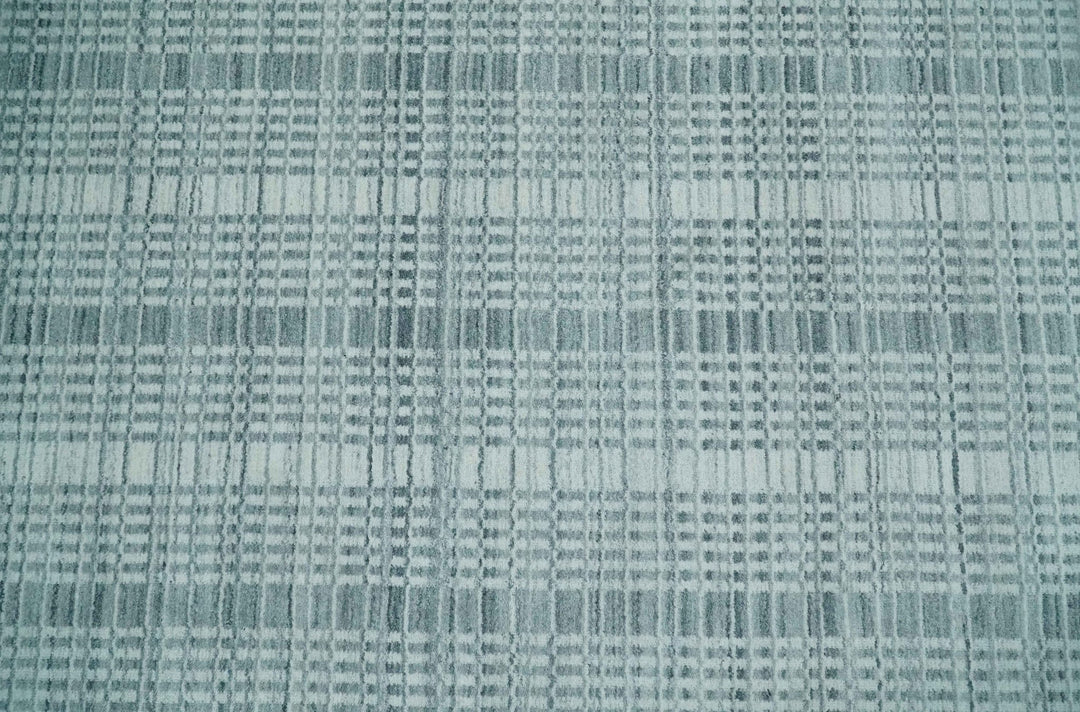 Modern 8x10 Hand Made striped Ivory, silver and Gray Scandinavian Blended Wool Flatwoven Area Rug | KE2 - The Rug Decor